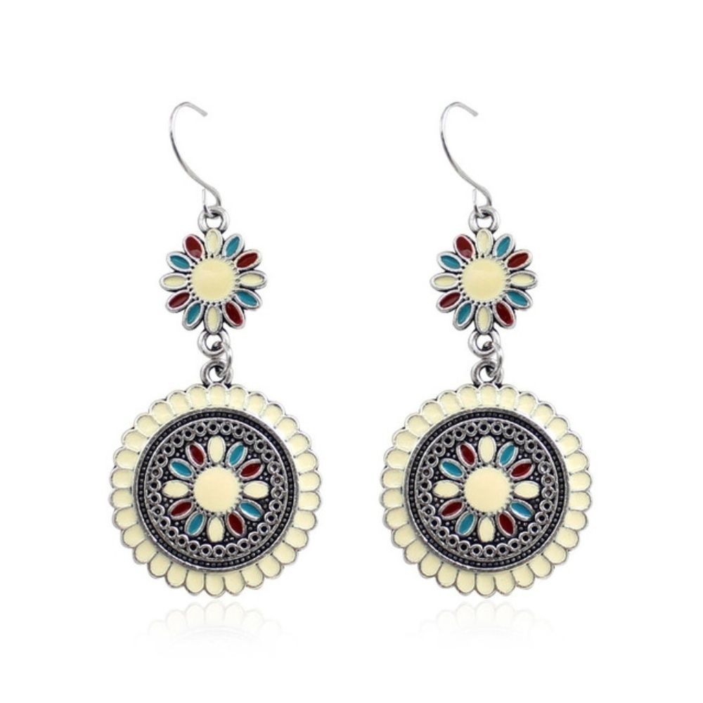 7/$35 White &โBlue Flower Sun Dangle Earrings - Picture 1 of 9